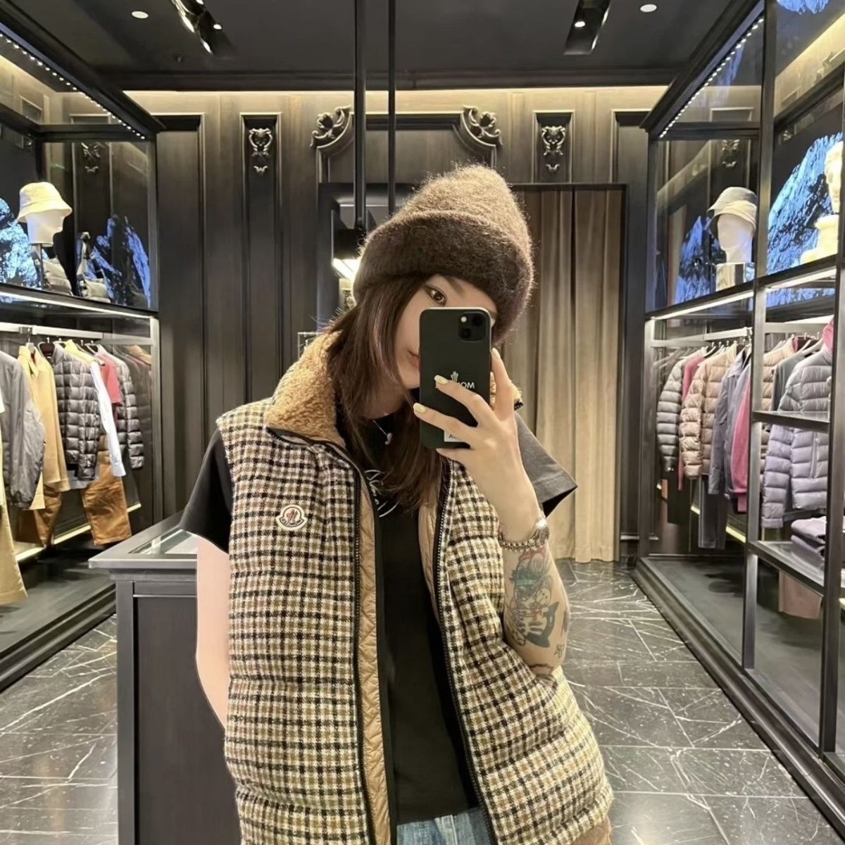 新しい秋のスタイルの千鳥格子ベストダウンジャケット、暖かい