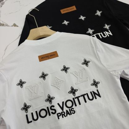『L-4XL』刺繍文字カップル風トレンディ半袖Tシャツ