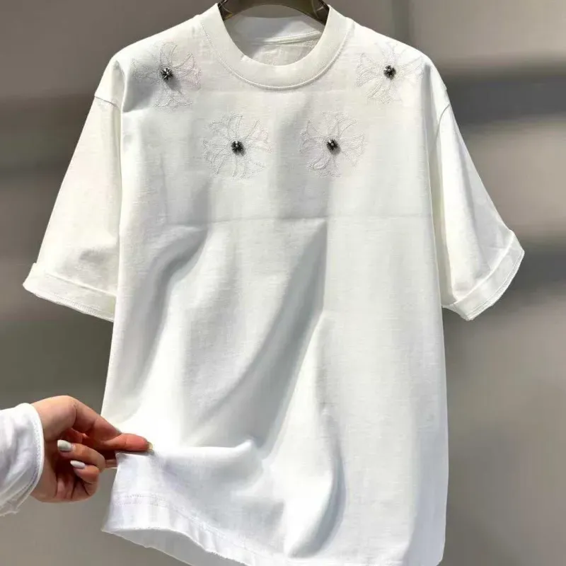 『M-3XL』大注目 大活躍 組み合わせやすい カジュアル 刺繍 半袖 Tシャツ