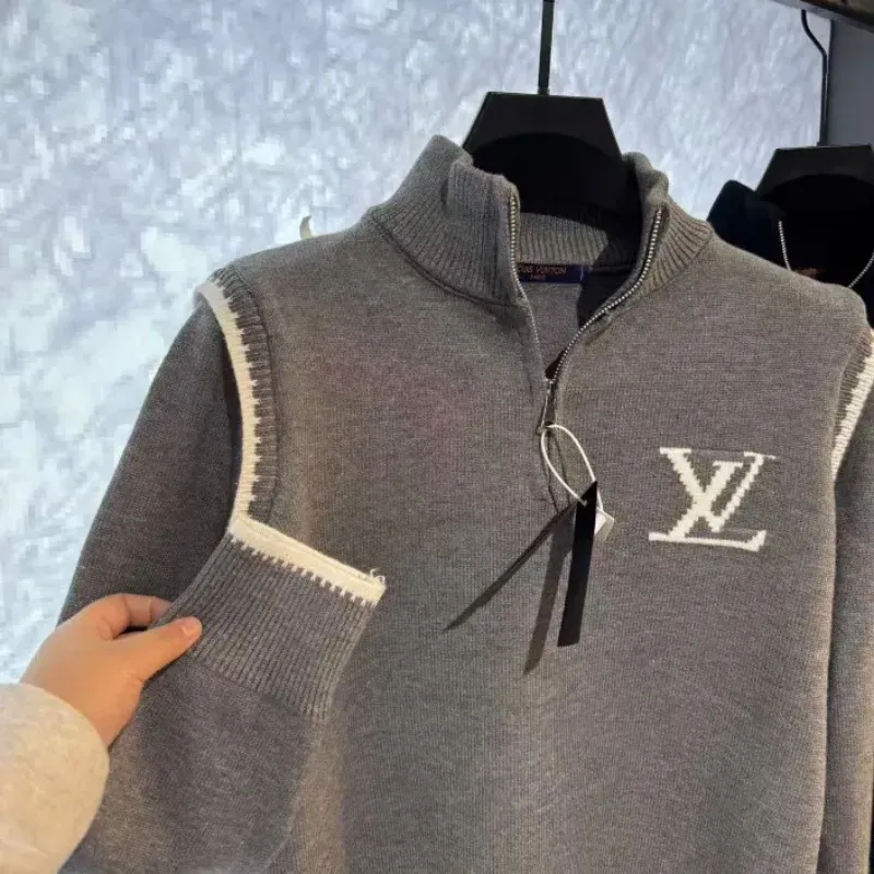 『L-4XL』今季も大流行 組み合わせやすい トレンド スタンドネック ハーフ ジップ セーター