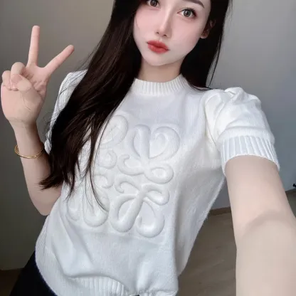 [Copy]『S-XL』優しい雰囲気 ふわふわ 快適 スタイリッシュエレガント 半袖ニットＴシャツ