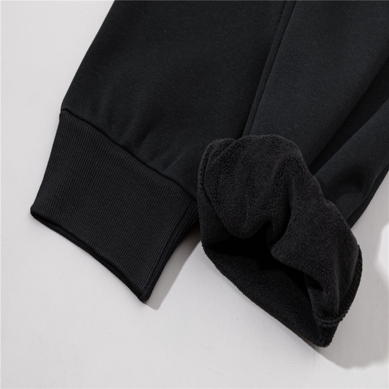 秋冬新作、刺繍入りジッパー付きメンズフリース裏地厚手パンツ