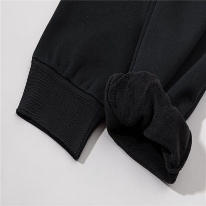 秋冬新作、刺繍入りジッパー付きメンズフリース裏地厚手パンツ