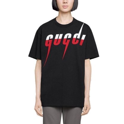サマーライトニングカラーブロックピュアコットンクルーネック半袖Tシャツ
