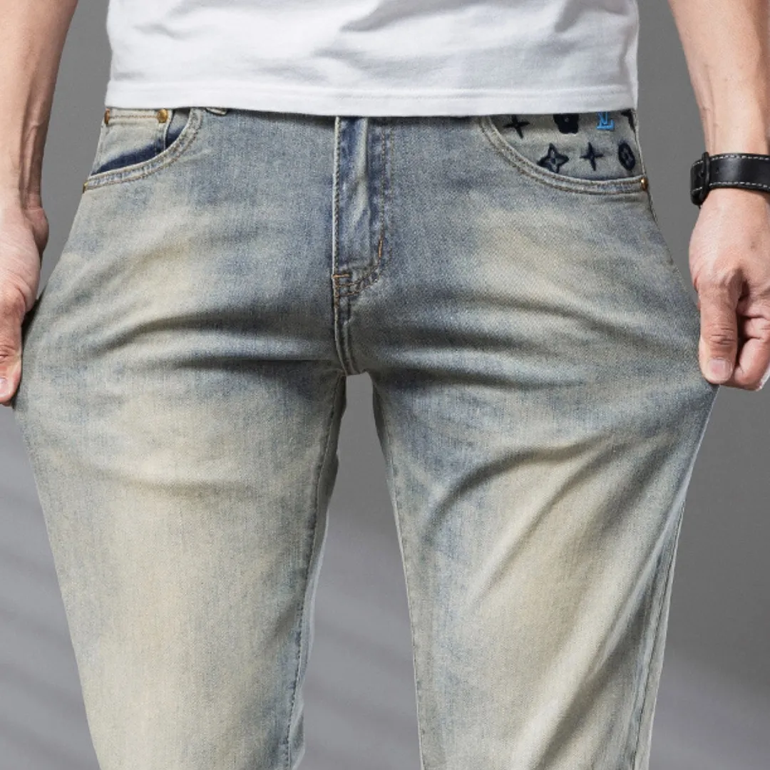 『S-2XL』ハイエンド ウォッシュ メンズ ストリートブランド 刺繍 春夏 新作 ヴィンテージカラー ジーンズ