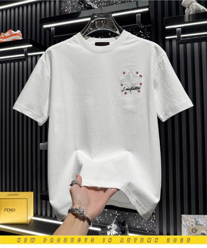 『M-3XL』メンズ刺繍入り半袖Tシャツ、通気性のあるハーフスリーブ