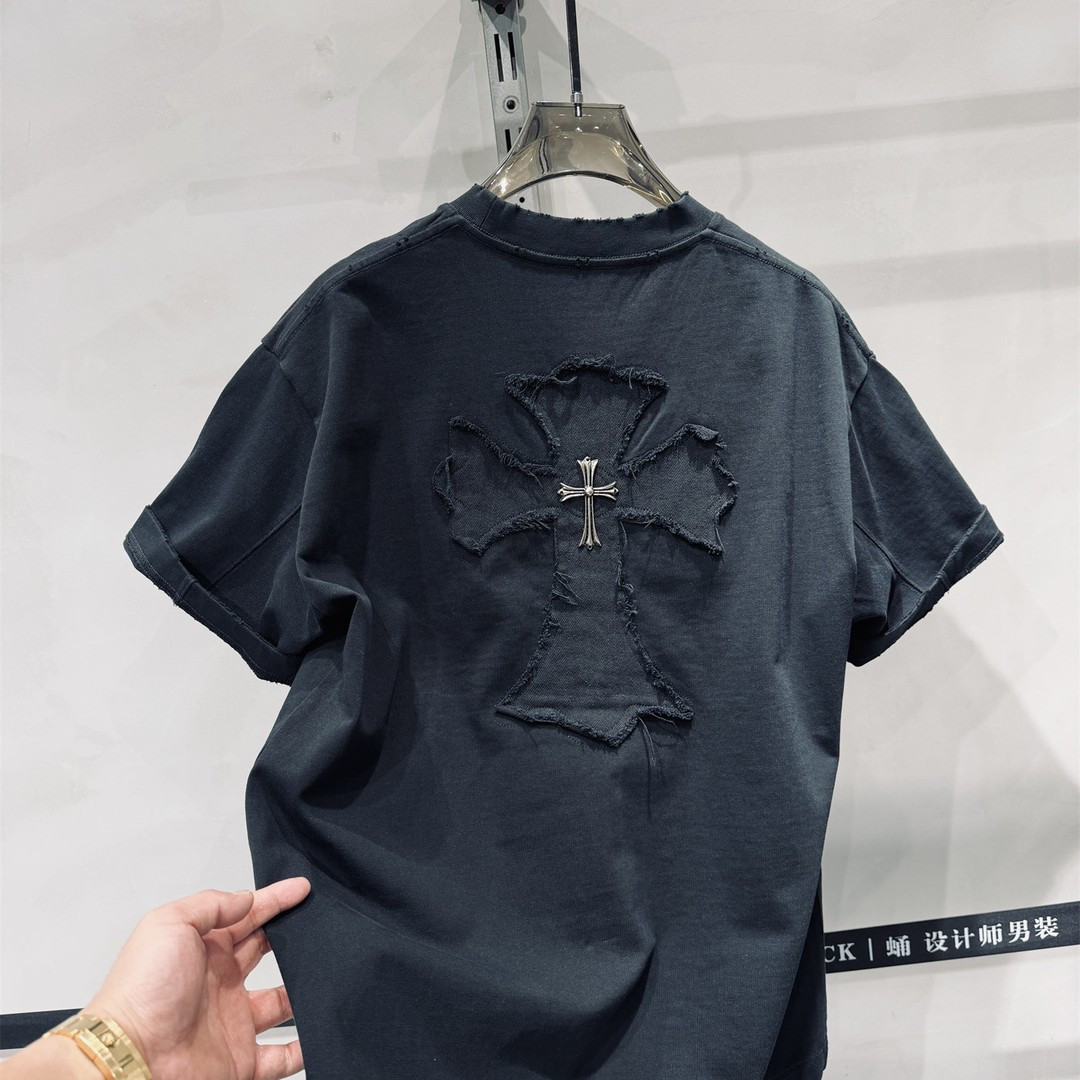 【L-4XL】トレンディな刺繍入り半袖Tシャツ、ゆったりとしたクルーネック、ユニセックストップス