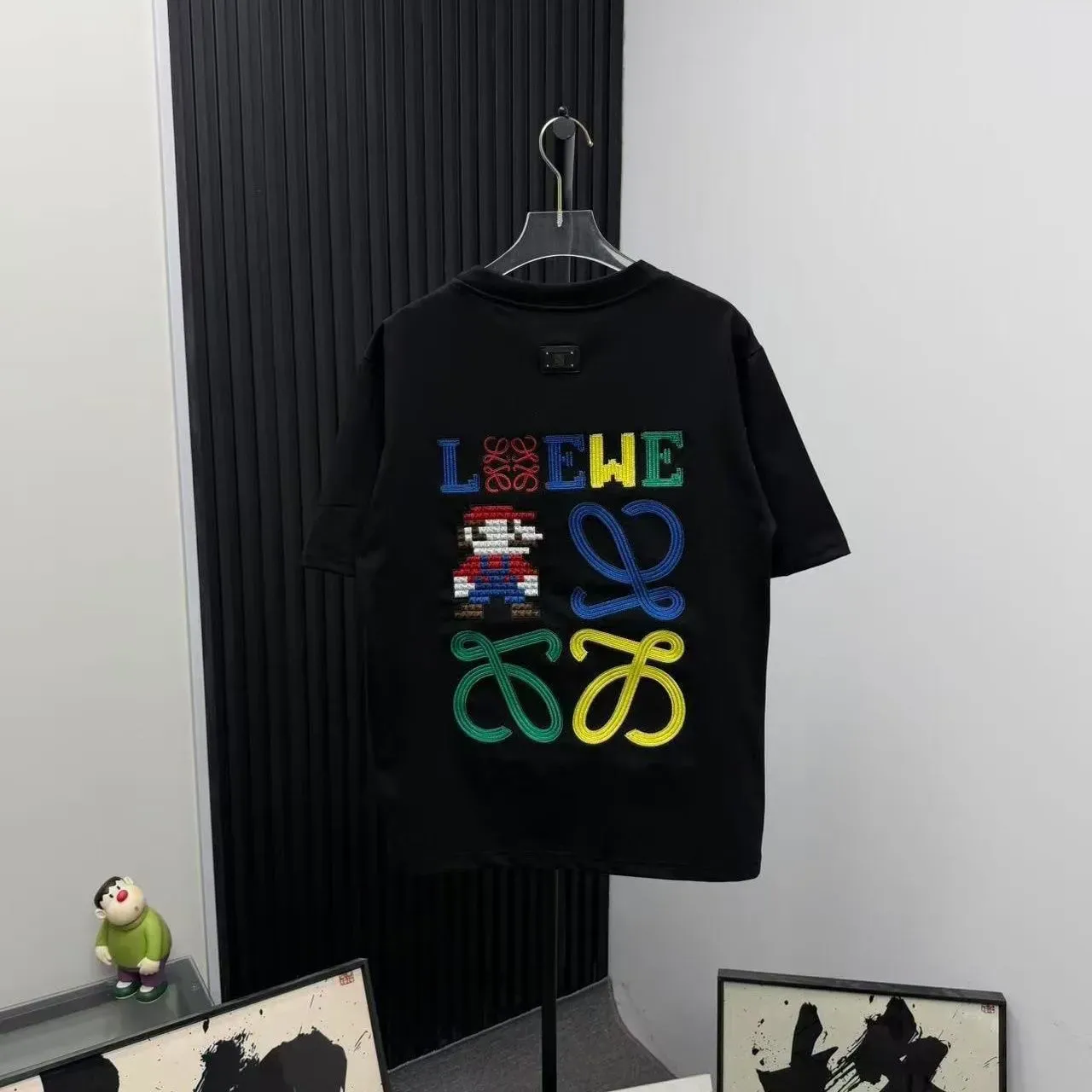 【S-2XL】人気のスーパーマリオコラボレーション半袖Tシャツ（男女兼用、刺繍入り）