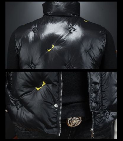 メンズダウンベスト、スタイリッシュなスタンドカラー、秋冬用の暖かいアウター