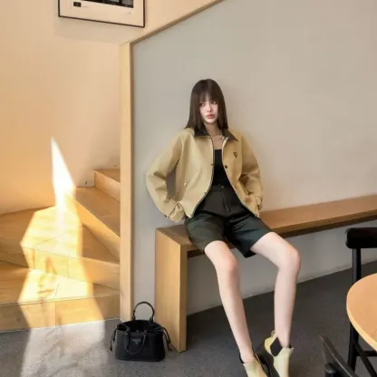 『S-L』好感度UP 最愛の一着 ファッション 折り襟 ジッパー アウター