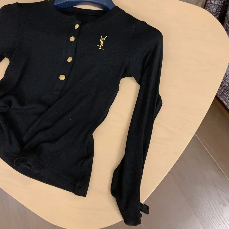 『S-L』絶対流行 大好評 おしゃれ ボタン 刺繍 長袖 Ｔシャツ