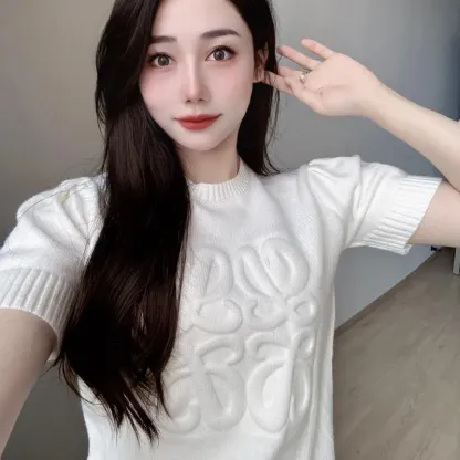 [Copy]『S-XL』優しい雰囲気 ふわふわ 快適 スタイリッシュエレガント 半袖ニットＴシャツ
