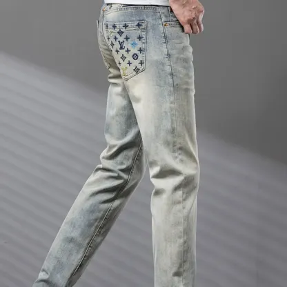 『S-2XL』ハイエンド ウォッシュ メンズ ストリートブランド 刺繍 春夏 新作 ヴィンテージカラー ジーンズ