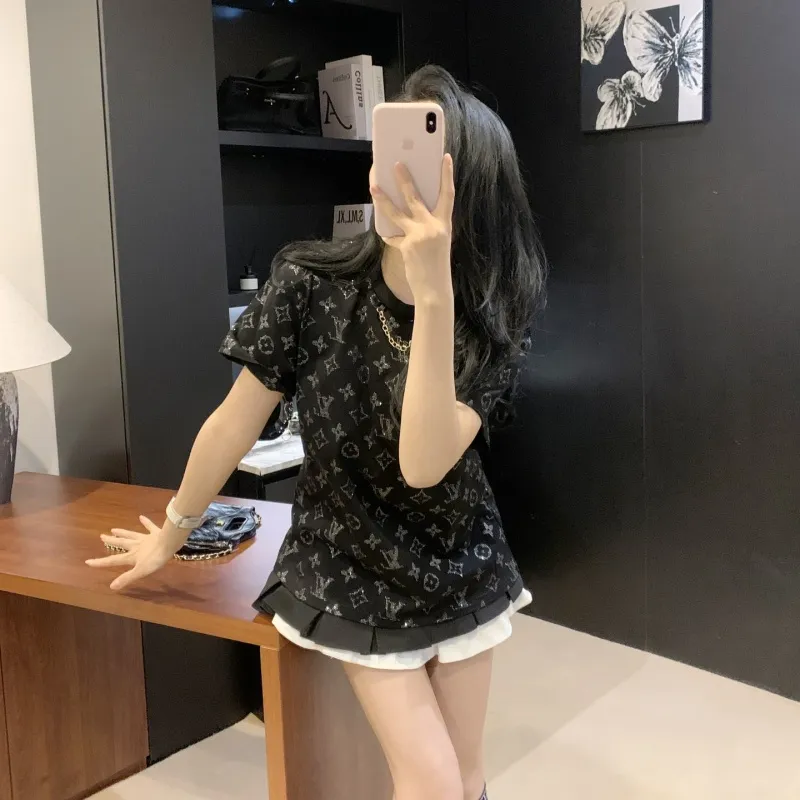 『S-L』大活躍 大人の定番 合わせやすい モード プリント チェーン 半袖 Ｔシャツ