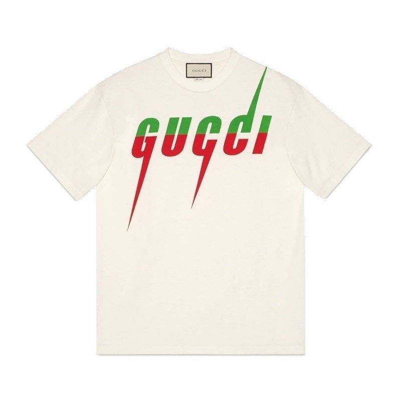 サマーライトニングカラーブロックピュアコットンクルーネック半袖Tシャツ