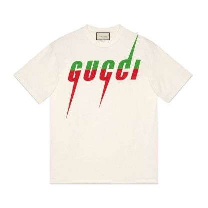 サマーライトニングカラーブロックピュアコットンクルーネック半袖Tシャツ