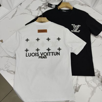『L-4XL』刺繍文字カップル風トレンディ半袖Tシャツ