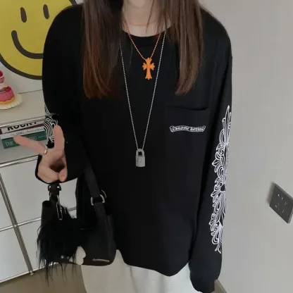 人気爆発中 着回し最強 シンプル プリント 長袖 Ｔシャツ