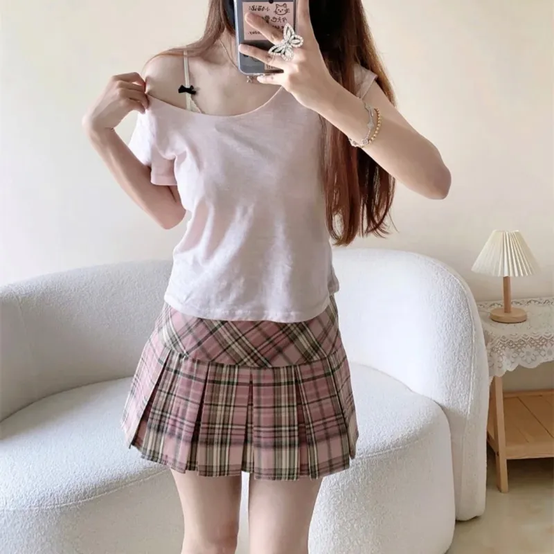 『S-XL』売れ切れ必至 着心地良い ガーリッシュ プリーツ チェック柄 スカート