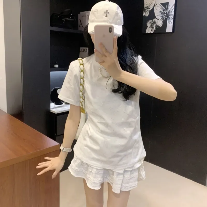 『S-L』大活躍 大人の定番 合わせやすい モード プリント チェーン 半袖 Ｔシャツ