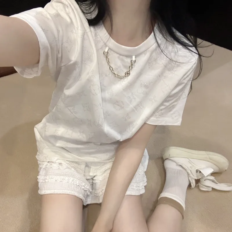 『S-L』大活躍 大人の定番 合わせやすい モード プリント チェーン 半袖 Ｔシャツ