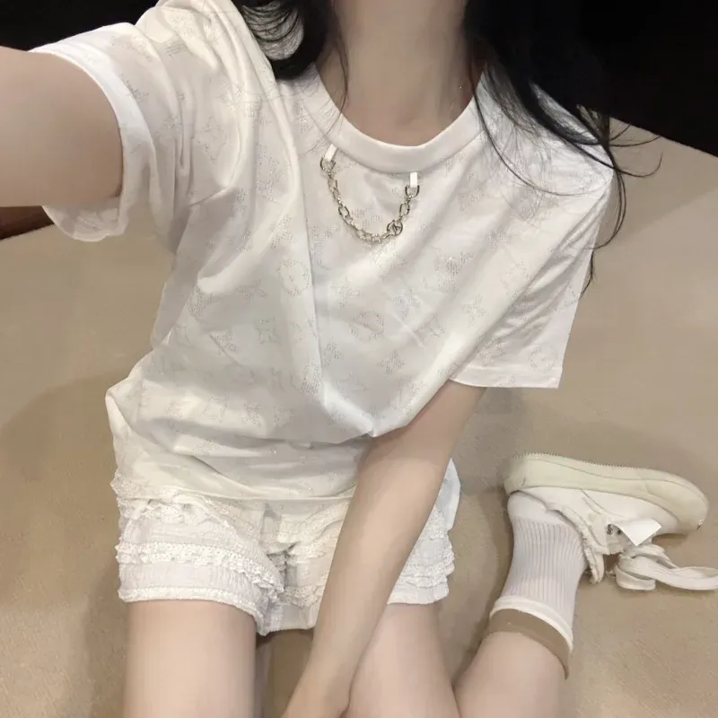 『S-L』大活躍 大人の定番 合わせやすい モード プリント チェーン 半袖 Ｔシャツ