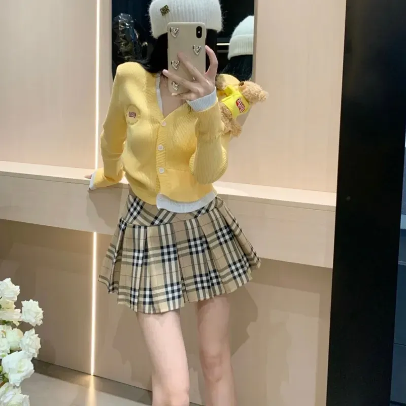 『S-XL』売れ切れ必至 着心地良い ガーリッシュ プリーツ チェック柄 スカート