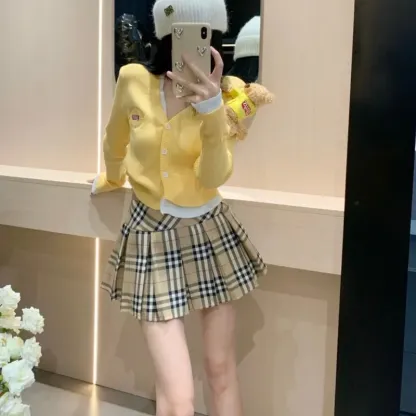 『S-XL』売れ切れ必至 着心地良い ガーリッシュ プリーツ チェック柄 スカート