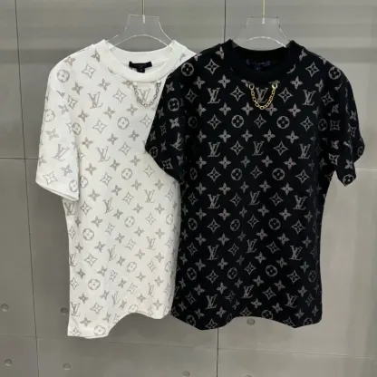 『S-L』大活躍 大人の定番 合わせやすい モード プリント チェーン 半袖 Ｔシャツ