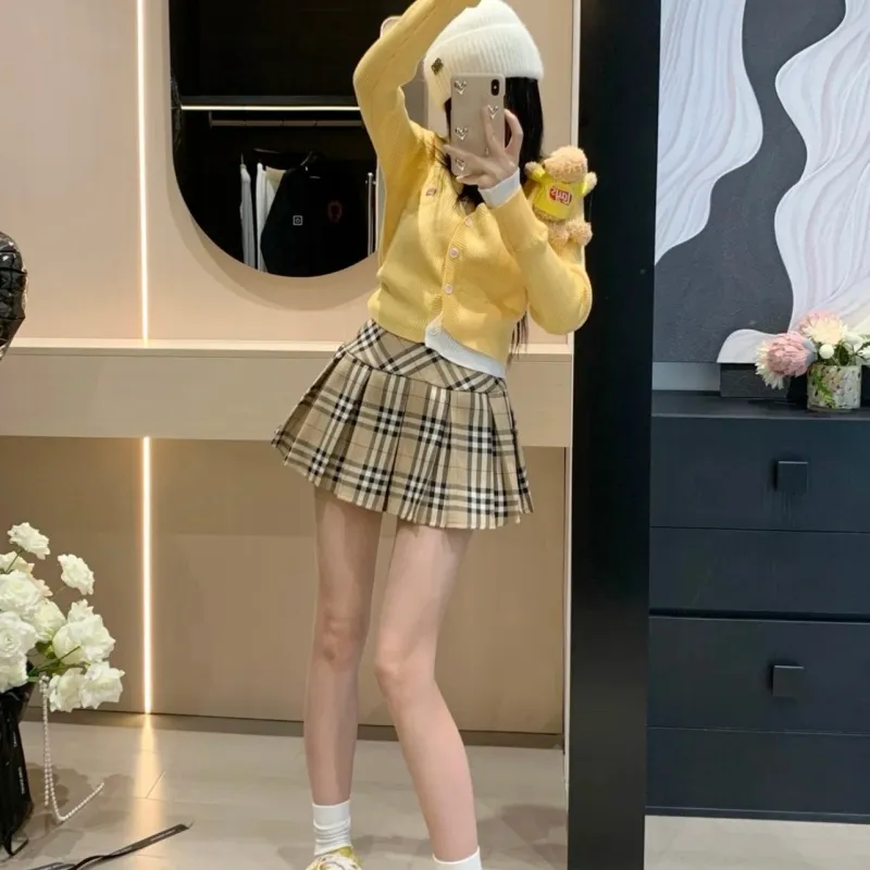 『S-XL』売れ切れ必至 着心地良い ガーリッシュ プリーツ チェック柄 スカート