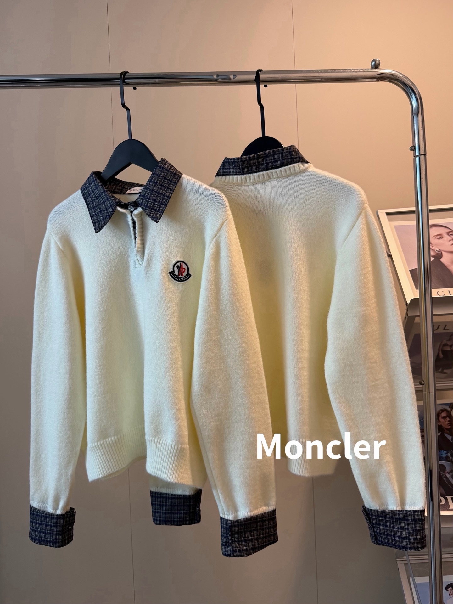 『S-L』新作冬限定版刺繍入りフェイクツーピースカラーセーター