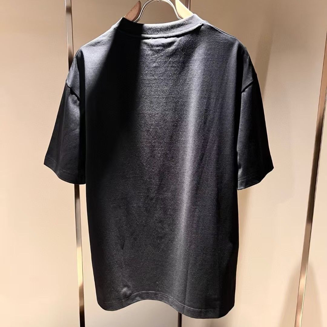 男女兼用 人気 レター刺繍 ルーズクルーネックトップス 半袖Tシャツ
