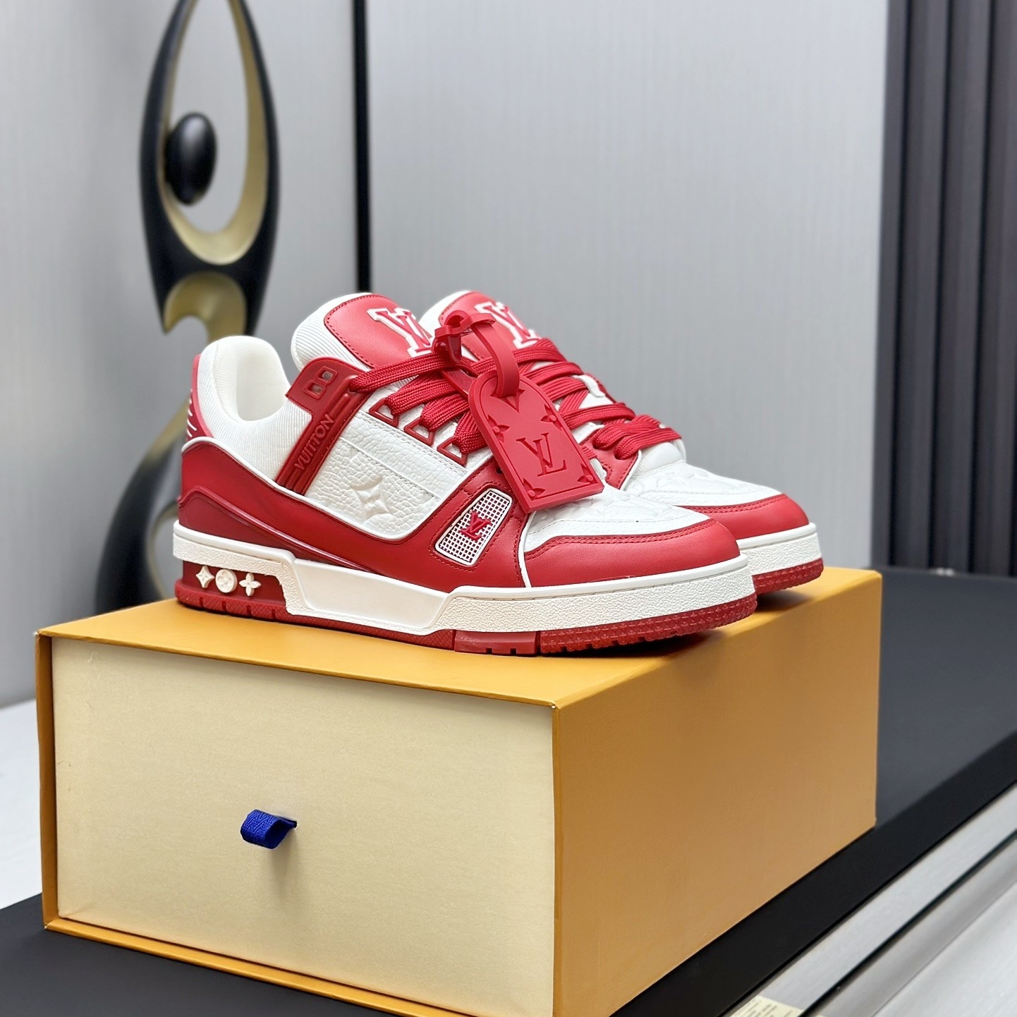 【L004】ルイ・ヴィトン LOUIS VUITTON TRAINER LINE SNEAKER "RED"