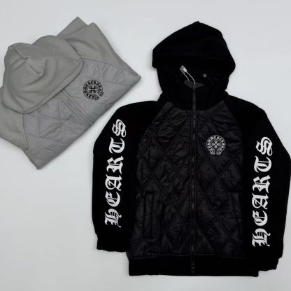 新しいユニセックスの刺繍入りコットンパッド入りジャケット、フード付き、ゆったりとした、カップル向けの暖かいコート。