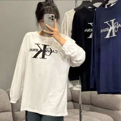 超人気商品 おすすめ ファッション カジュアル アルファベット レデイーズ 通気性 長袖 Ｔシャツ
