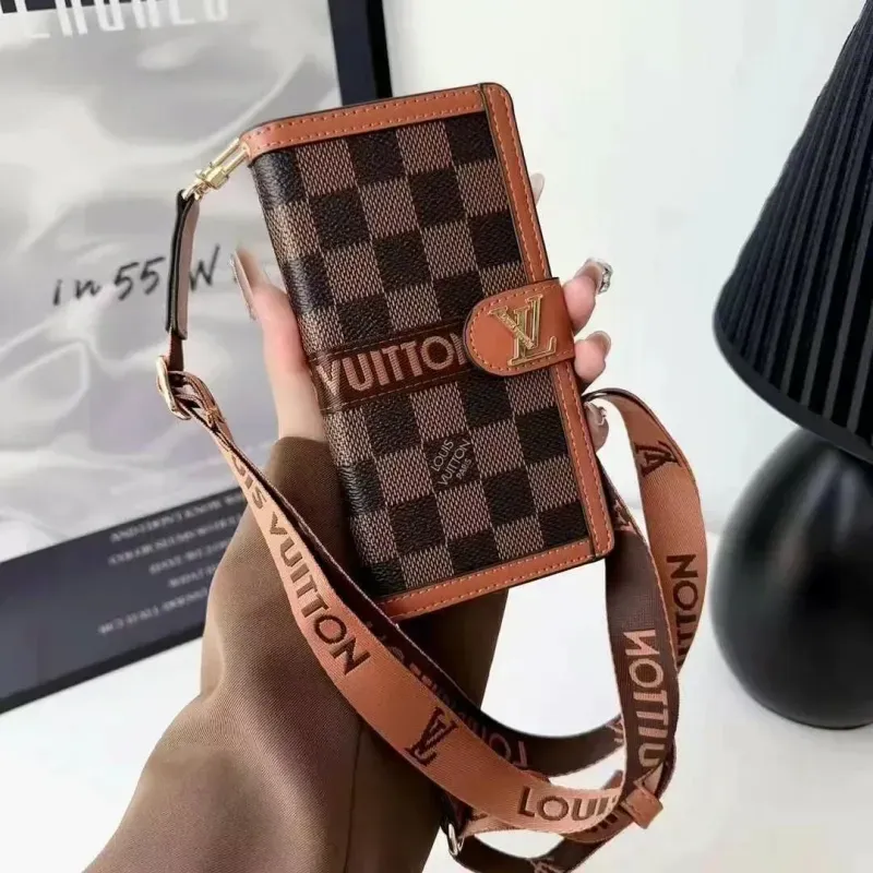 クラシック 高品質 ストラップ付き 高級レザー iPhone ウォレット ケース