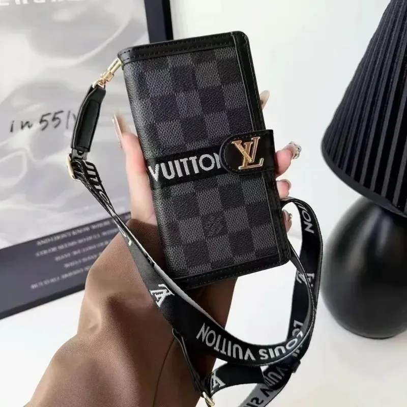 クラシック 高品質 ストラップ付き 高級レザー iPhone ウォレット ケース