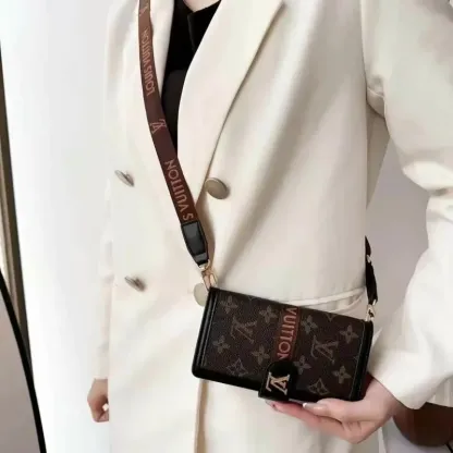 クラシック 高品質 ストラップ付き 高級レザー iPhone ウォレット ケース