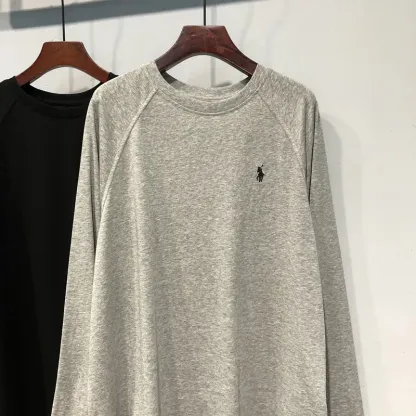 『M-4XL』刺繍 両サイドスリット 長袖Tシャツ 春秋 レディース くつろぎ ゆったり 綿100% トップス