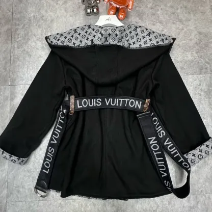 人気の新しいエレガントなベルト付きウールコート、ゆったりとしたフード付きウールジャケット、2025年秋冬