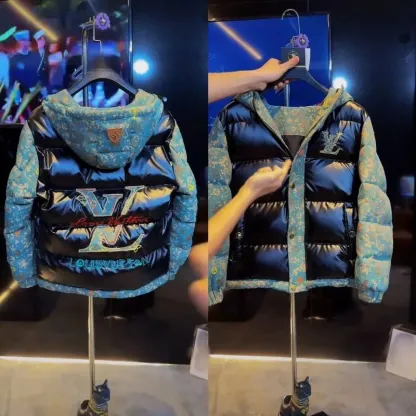 『M-4XL』好感度100％ 質感のいい クール フード付き 切り替え ダウンアウター