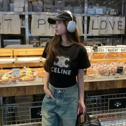 『S-L』話題沸騰中 快適 取り入れたい キレカジ 刺繍 ラウンドネック 半袖 Ｔシャツ