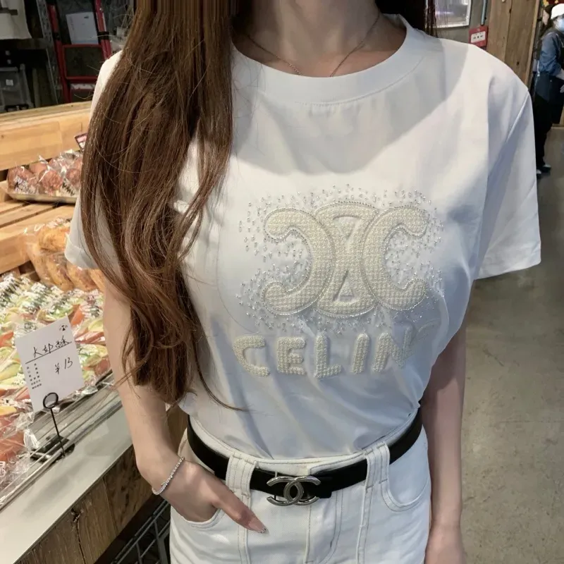 『S-L』話題沸騰中 快適 取り入れたい キレカジ 刺繍 ラウンドネック 半袖 Ｔシャツ