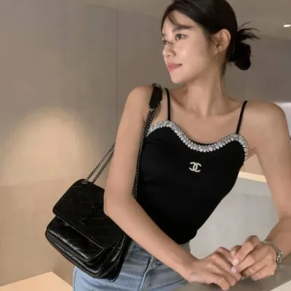 『フリーサイズ』目立つ 気質満点 セクシー ニット キャミソール スパンコール Ｔシャツ