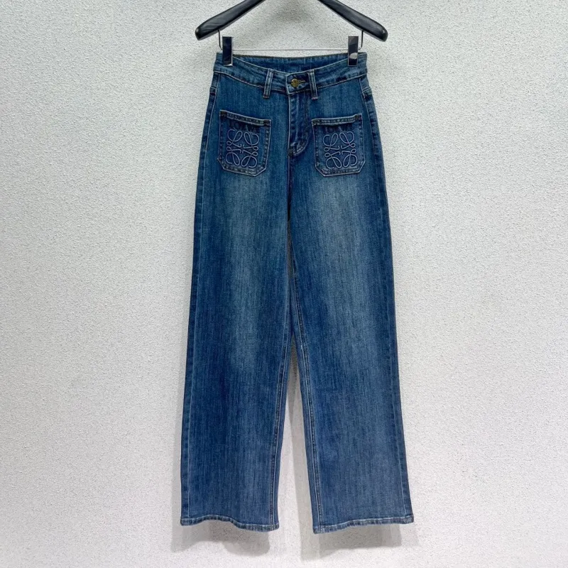 『S-L』人気爆発中 着回し最強 シンプル 刺繍 デニム パンツ