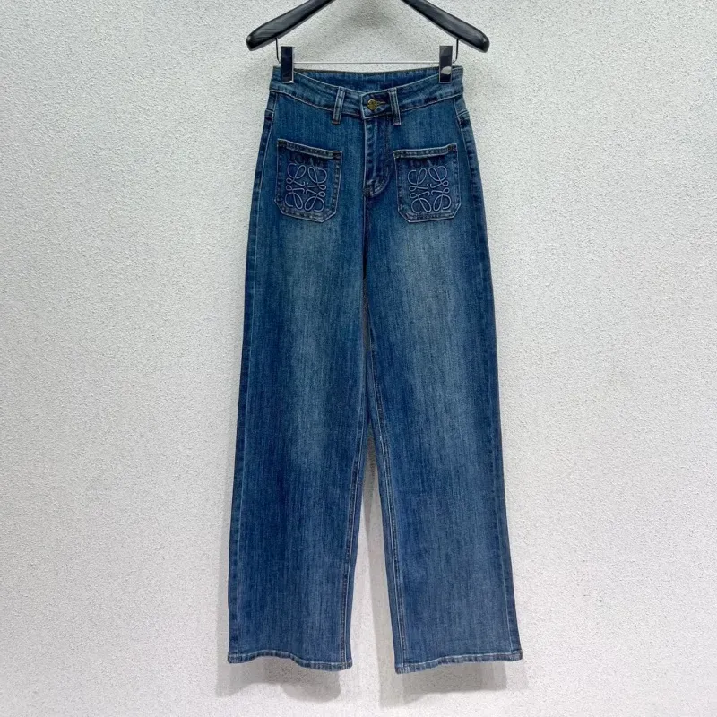 『S-L』人気爆発中 着回し最強 シンプル 刺繍 デニム パンツ