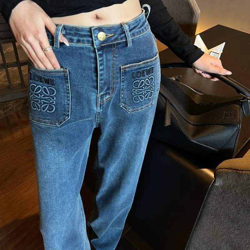 『S-L』人気爆発中 着回し最強 シンプル 刺繍 デニム パンツ