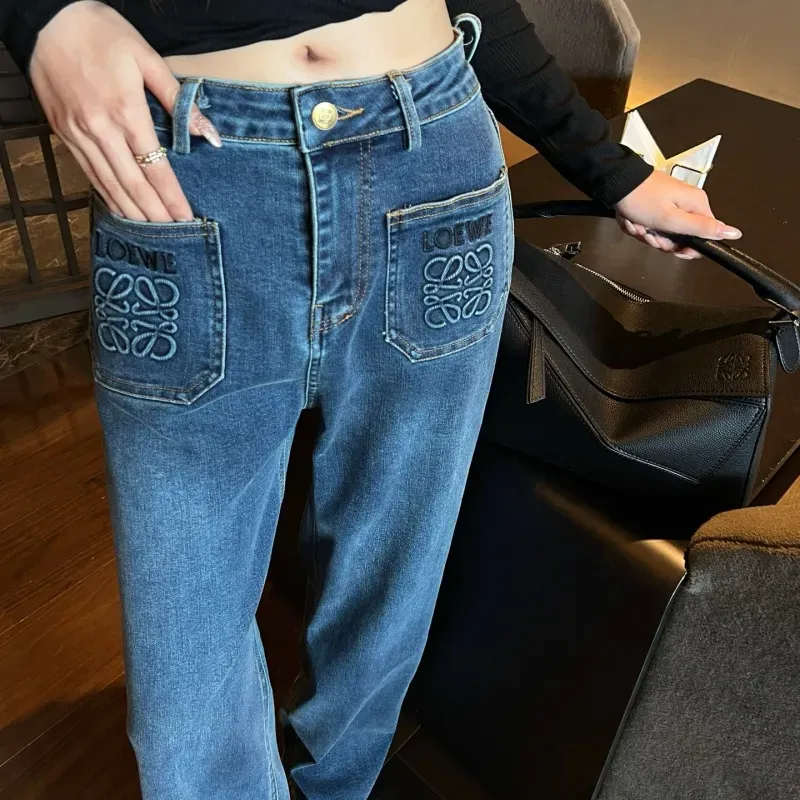『S-L』人気爆発中 着回し最強 シンプル 刺繍 デニム パンツ