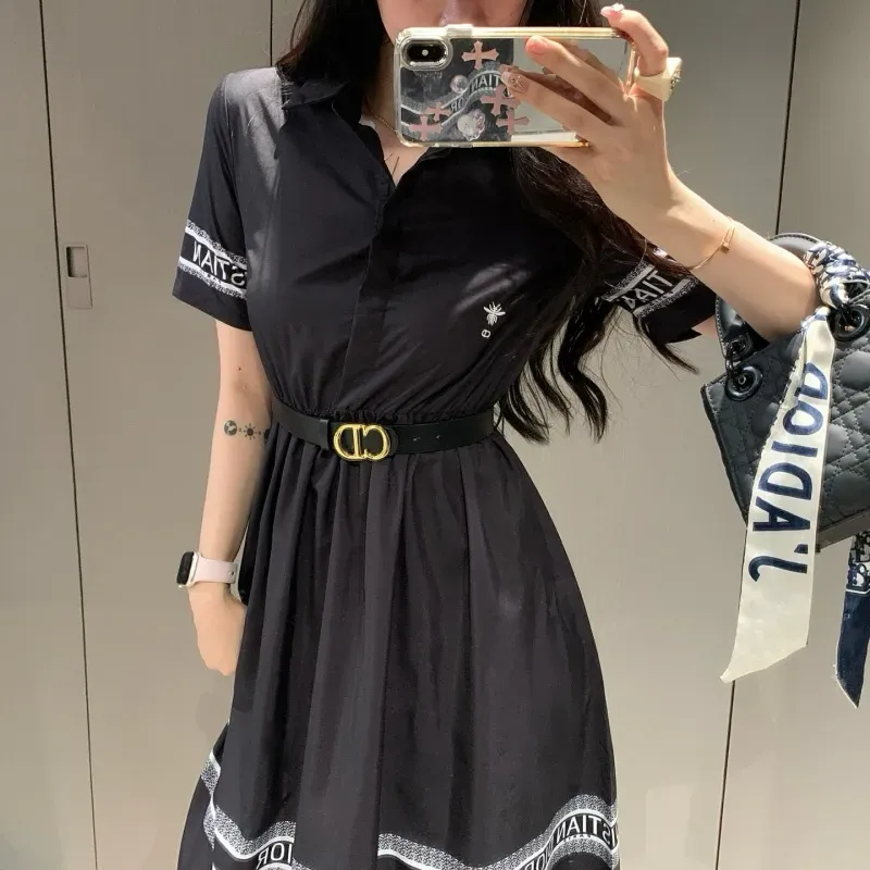 『S-L』売れ筋 手触り良く フェミニン フリル 折り襟 ワンピース