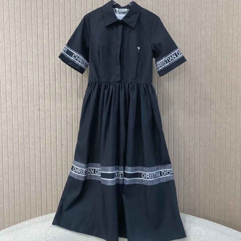 『S-L』売れ筋 手触り良く フェミニン フリル 折り襟 ワンピース